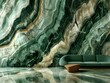 © ILIUSIA - Luxurious green marble wall with modern green sofa.