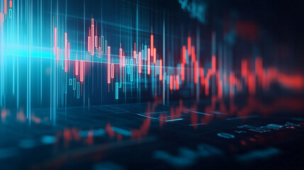 Wall Mural - global stock market graph background, financial success business concept with blue gradient light