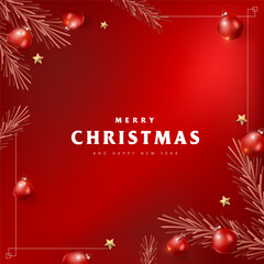 Wall Mural - merry christmas and happy new year background christmas tree branches decoration.