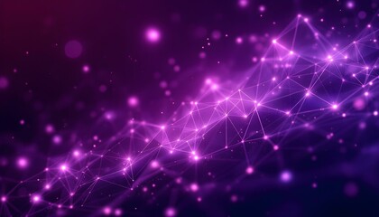 Aufkleber - Abstract purple background with connecting dots and lines. Structure and communication. Abstract science geometrical network background. Technological background.