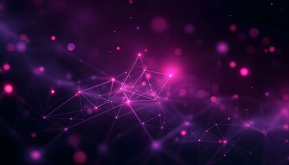 Fototapete - Abstract purple background with connecting dots and lines. Structure and communication. Abstract science geometrical network background. Technological background.