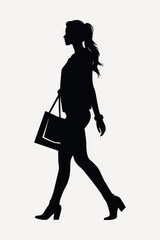 Wall Mural - Silhouette woman walking stylishly