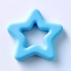 Wall Mural - blue star shape 3d render isolated on white background