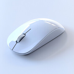 white wireless computer mouse on light blue background 3d render