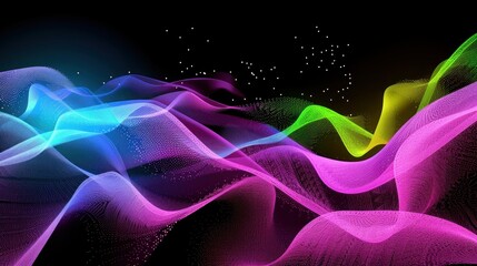 Wall Mural - Vibrant Gradient Shapes on Dark Background - Abstract Noisy Design for Banner, Poster, Cover or Wallpaper