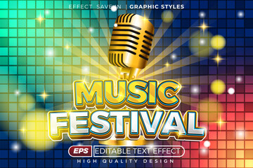 editable 3d text effect music festival