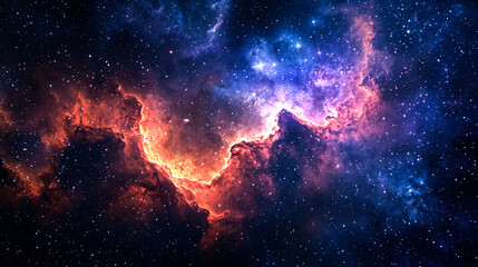 Wall Mural - A colorful nebula with stars scattered across the dark space.