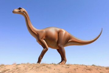 _ - A dinosaur like a Brachiosaurus, where its back and tail cur