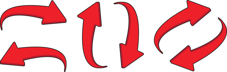 Wall Mural - red arrow icon. curve arrow symbol on a transparent background, arrow icon illustration vector for y