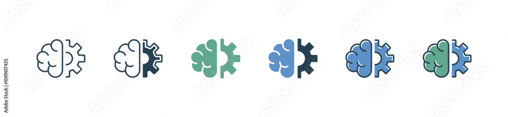 simple business brainstorm management icon set brain gear creative ...