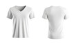 © Borasca - Plain white v-neck t-shirt front and back view for apparel design mockup