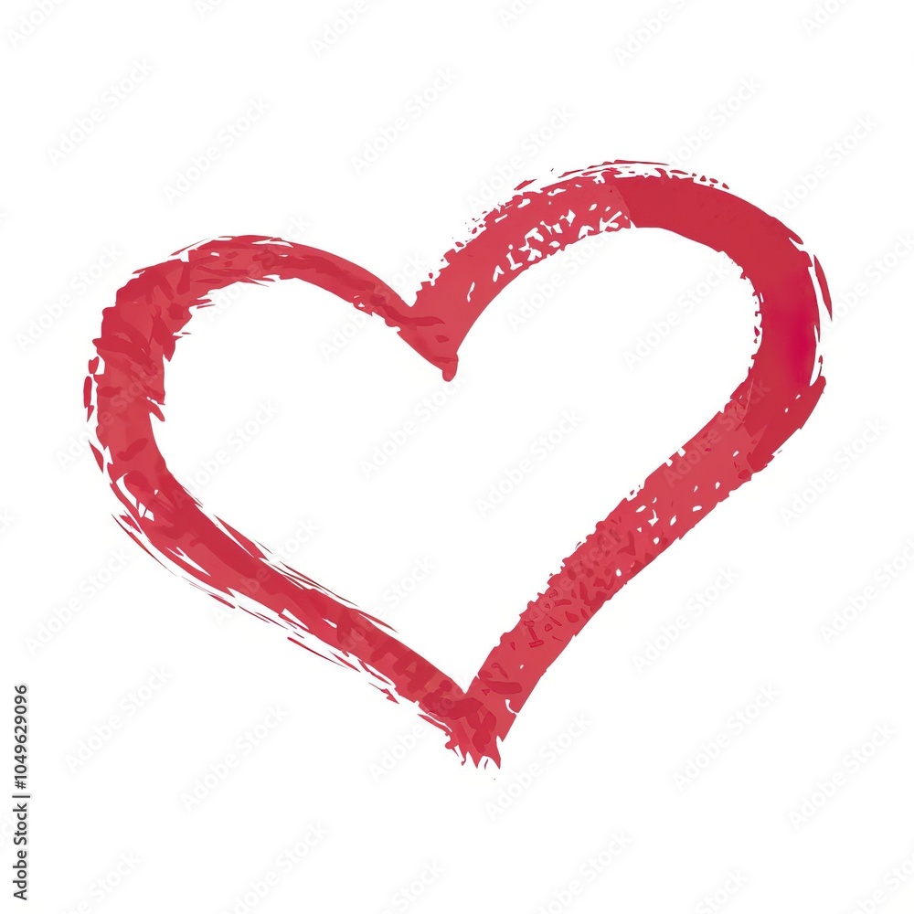 Vibrant Hand-Drawn Heart in Red Color Stock Photo | Adobe Stock