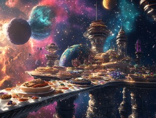 Intergalactic Banquet Mesmerizing Galactic Feast of Otherworldly Cuisines and Delicacies