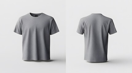 Plain gray t-shirt mockup front and back view - minimalist fashion design