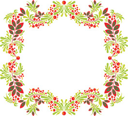 Wall Mural - Vector floral ornamental frame with leaves, branches and berries. Decorative panel, great for New Year holiday decors, wedding invitations, greeting cards, banners, logos, vinyl and laser ready.