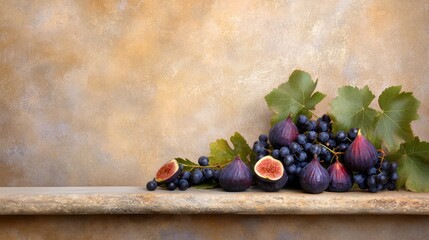 Purple grapes and figs, a study in still life, color, texture purple