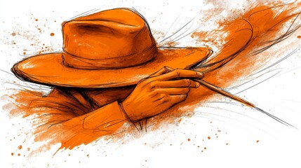 Artist with Hat and Paintbrush   Creative Illustration