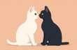 © Olga - Two cats in love, white and black, look at each other, kiss