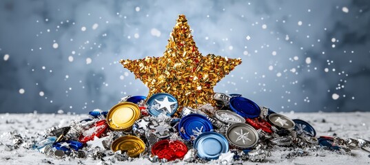 Upcycled Bottle Cap Christmas Ornaments, vibrant eco-friendly holiday decorations crafted from recycled materials, showcasing creativity and sustainability in festive design