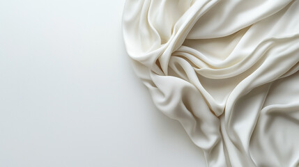 Wall Mural - A white fabric is folded and placed on a white background