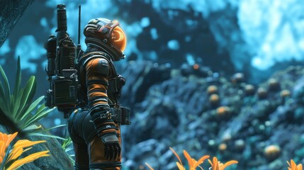 Wall Mural - vibrant astronaut in a colorful alien world