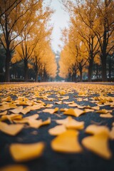 Wall Mural - Street with Yellow Leaves