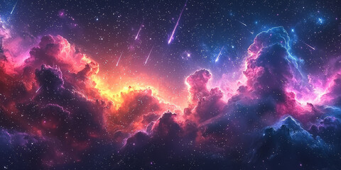 Wall Mural - space meteorites flying across the starry sky.