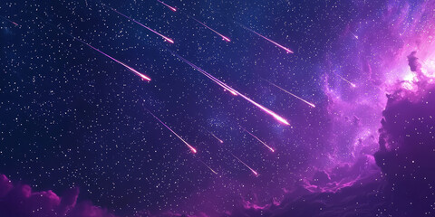Wall Mural - space meteorites flying across the starry sky.