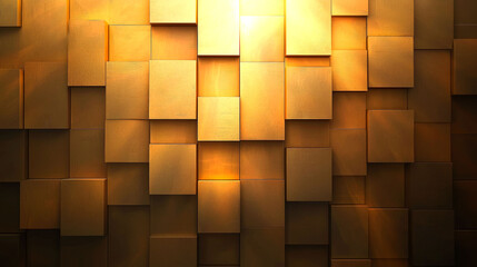 Wall Mural - Abstract gold cube background with light.