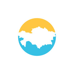 kazakhstan country map circle border vector icon illustration