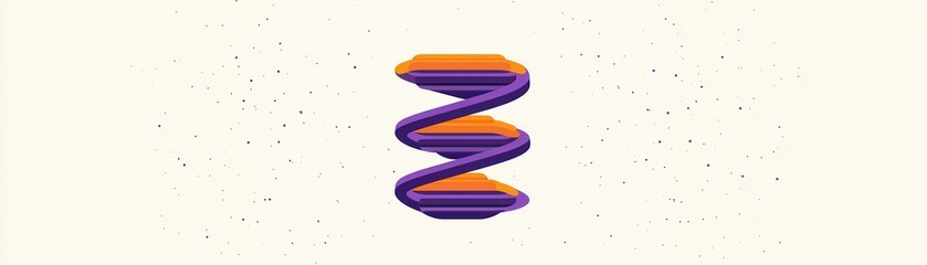 Sticker - Abstract DNA Helix:  A vibrant, stylized 3D rendering of a DNA double helix, rendered in shades of purple and orange, against a subtly textured background. Evokes themes of science, genetics.