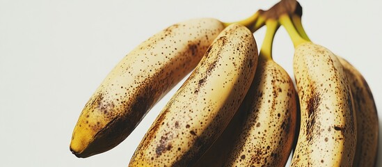Poster - Studio macro shot of several ripe bananas on a white background Copyspace