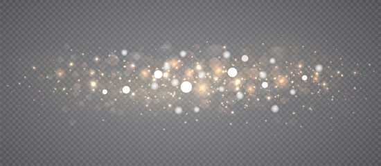 Wall Mural - golden glowing dust on transparent background. sparkling christmas light, magical shining holiday pa