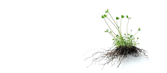 Poster - Water dropwort on a white background Water dropwort with its roots. with copy space image. Place for adding text or design
