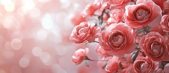 Poster - Rosy pink blooms. with copy space image. Place for adding text or design