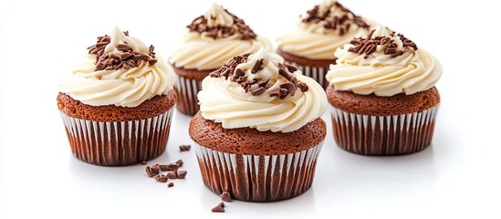 Poster - Cupcakes with cream isolated on a white background. with copy space image. Place for adding text or design