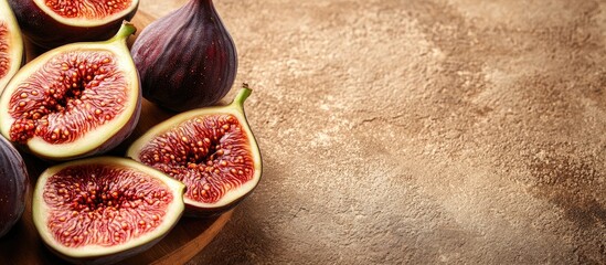 Leinwandbilder - Hamon and slices of fresh figs. with copy space image. Place for adding text or design