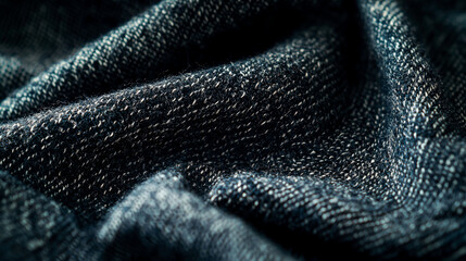 Sticker - Close-up of textured blue fabric with soft folds.