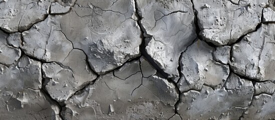Poster - Dry gray clay with fissures. with copy space image. Place for adding text or design