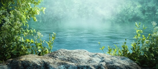 Aufkleber - Riverbank Natural backdrop with copyspace for text or lettering