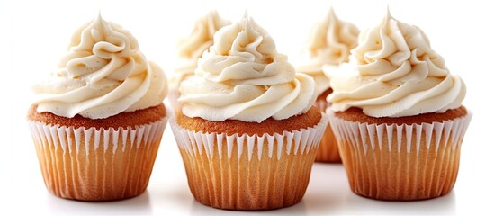 Poster - Cupcakes with cream isolated on a white background. with copy space image. Place for adding text or design
