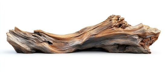 Leinwandbilder - Knotted Acacia wood stump set against a white background. with copy space image. Place for adding text or design