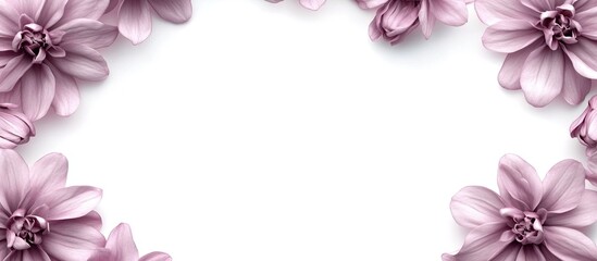 Aufkleber - Pink flower frame on a white background Copy space for your text