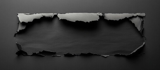 Leinwandbilder - torn black paper on a gray background with copyspace for text