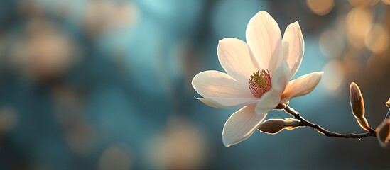Aufkleber - a delicate flower bloom in a natural garden. with copy space image. Place for adding text or design