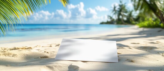 Poster - Blank paper for copyspace on a white beach