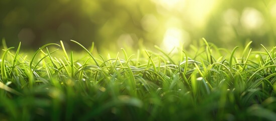 Poster - Background of newly grown grass shallow depth of field. with copy space image. Place for adding text or design