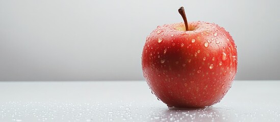 Aufkleber - red apple with water droplets on a white background with copy space for text