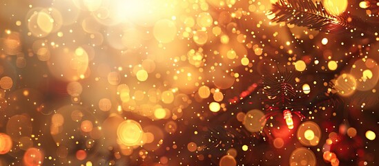 Poster - Golden Christmas lights blurred in a bokeh effect Copy space Suitable for wallpaper Usable for New Year s celebration