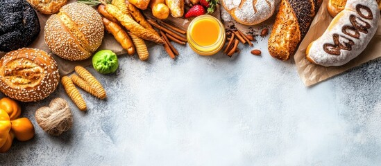 Poster - Diet text on a flat lay background featuring a gluten free diet. with copy space image. Place for adding text or design